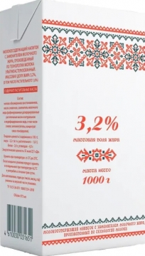 Кружева Молоко 3,2% б/к ГОСТ 31450-2013 РМ 1л./12шт.