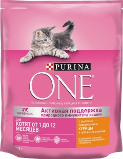 Purina ONE сухой корм для котят курица/цельные злаки 750г new./4шт. Пурина ВАН