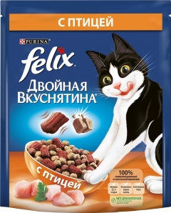 Felix Doubly Delicious дом.птица для кошек сухой корм 300гр./5шт. Феликс