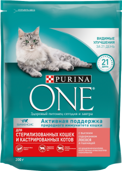 Purina ONE корм д/стер кошек лосось/пшеница 200 г./5шт. Пурина ВАН