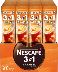 Nescafe Карамель Три в одном пак. 14,5г бл. 20шт. Напиток кофейный растворимый Нескафе
