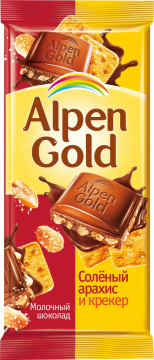 Альпен Гольд 85гр. шоколад молочный с солёным арахисом и крекером/21шт. Alpen Gold