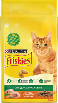Friskies ИНДОР корм для кошек курица/садовая зелень 1,5кг./4шт. Фрискис