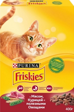 Friskies сухой корм для взрослых кошек мясо/курица/овощи 400гр./5шт. Фрискис