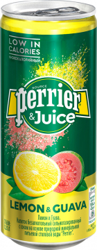 Perrier 0,25л. лимон, гуава/24шт. Ж/банка Перье Напиток газированный с соком