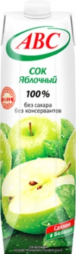 Сок АВС (белый дизайн) Яблочный осв. 1,0 л *12 призма ТПА 4810282009594
