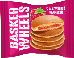 Baskerwheels Пирожные бисквитные Pancake с малиновой нач. 36г/28шт.