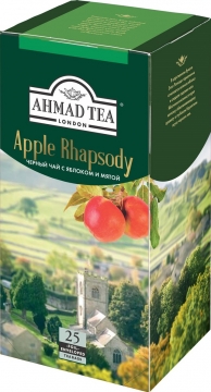 Чай Ahmad Tea Эппл Рапсоди, с ароматом яблока и мяты, черный, пак. в к*фольги, 25х1,5г 1*12