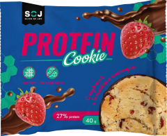 Печенье Protein Cookie со вкусом клубники, покрытое шоколадом без сахара 40г*10шт.