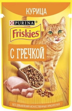 Friskies для взрослых кошек курица/гречка 75гр./6шт. Фрискис