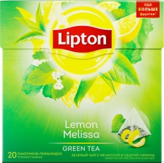 Lipton Lemon Melissa Зеленый с Лимоном и Мятой 20пак.*1,6гр. Липтон