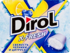 Dirol X-FRESH свежесть черники и цитруса Жев. резинка б*с со вкусом черники и цитросовых 16гр.*12шт. Дирол