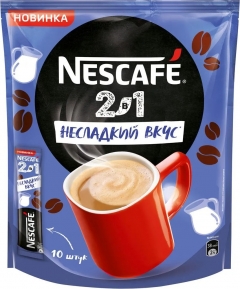 Nescafe Два в одном несладкий вкус 8г бл. 10шт. Напиток кофейный растворимый  Нескафе